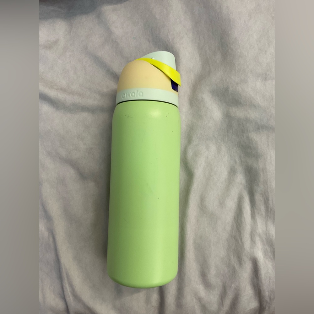 Owala Green Water Bottle with Orange Lid